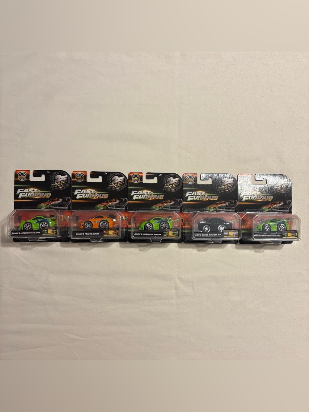 Jada Fast & Furious 25 years Small Blocks 1:43 Toy Cars Lot of 5